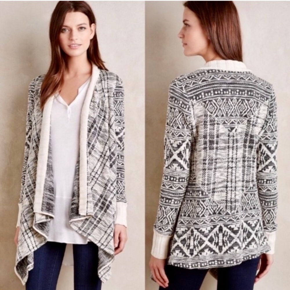 Anthropologie Tiny Mazarine Tribal Cardigan Sweater Women’s Size S High Low Hem
